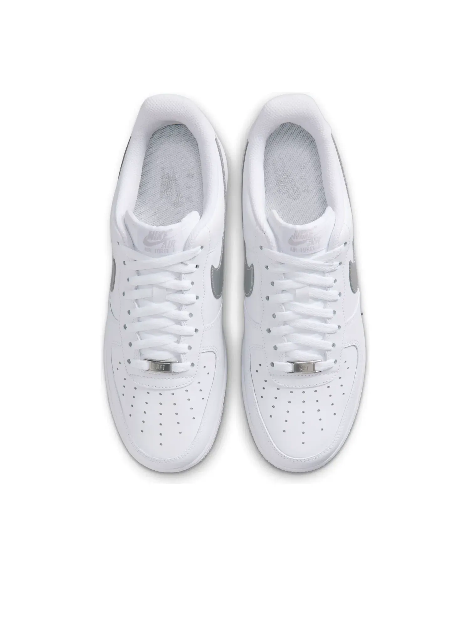 Мужские кроссовки с кожаным верхом Nike Air Force 1 Low '07 White Metallic Silver — изображение 3 из 6, белый