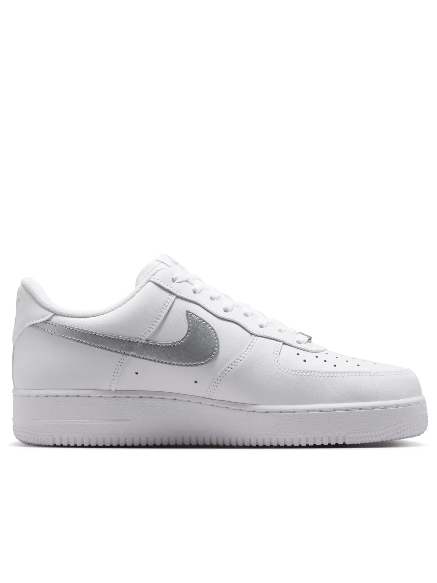 Мужские кроссовки с кожаным верхом Nike Air Force 1 Low '07 White Metallic Silver — изображение 6 из 6, белый