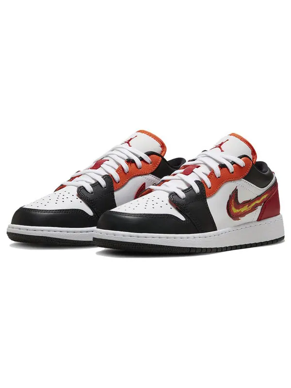 Кроссовки (GS) Air Jordan 1 Low 'Flaming Swoosh - Gym Red' — изображение 3 из 4