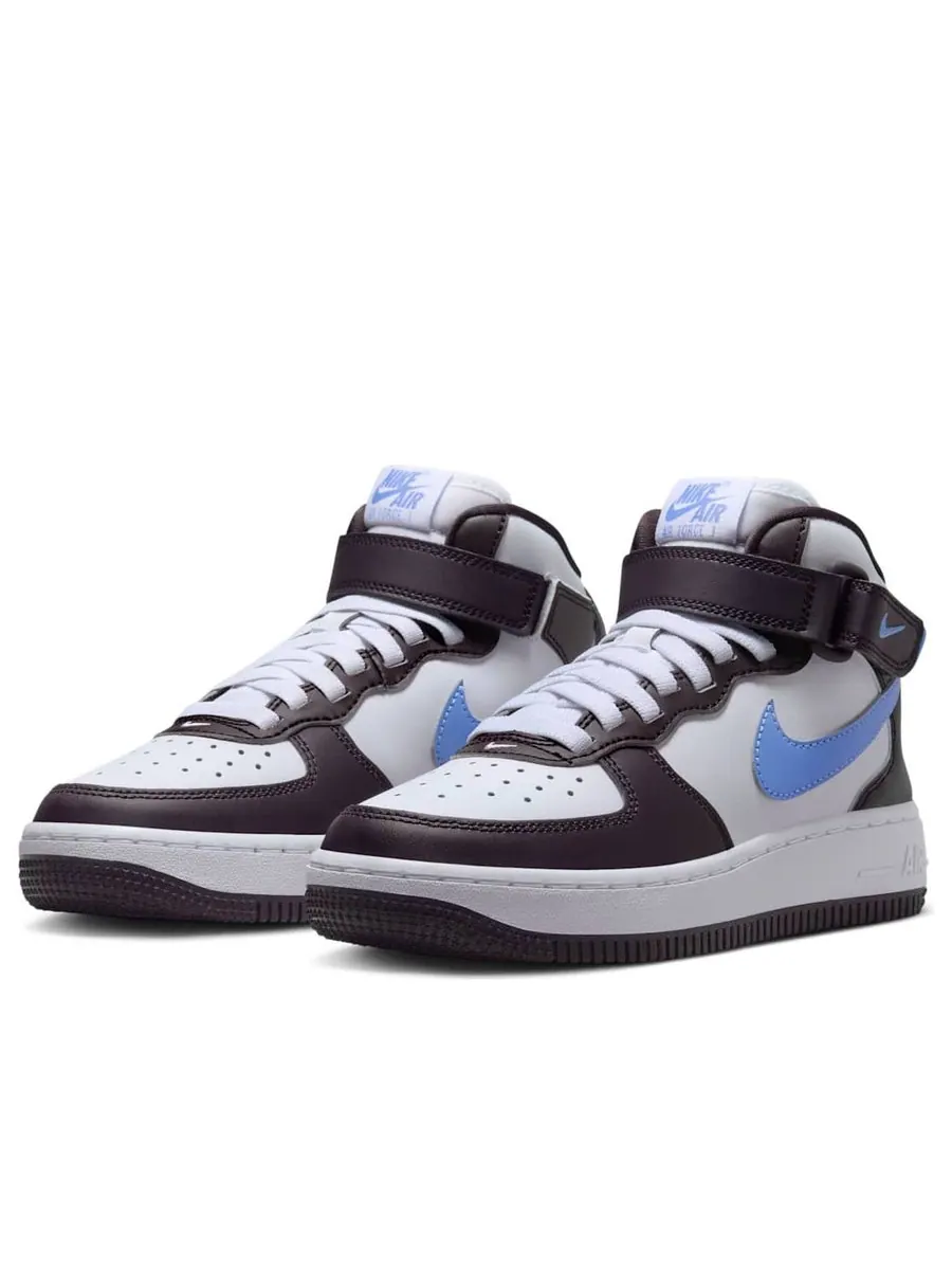 Кроссовки (GS) Nike Air Force 1 Mid EasyOn 'Burgundy Ash White Royal' — изображение 3 из 6, белый