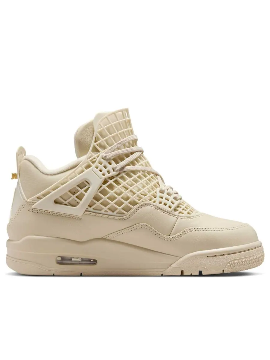 Кроссовки (WMNS) Air Jordan 4 Retro 'Net Rattan' — изображение 2 из 6, бежевый