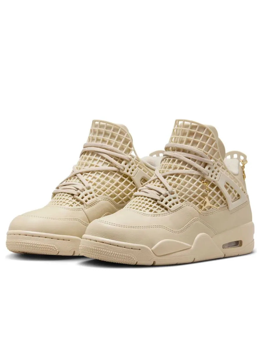 Кроссовки (WMNS) Air Jordan 4 Retro 'Net Rattan' — изображение 3 из 6, бежевый