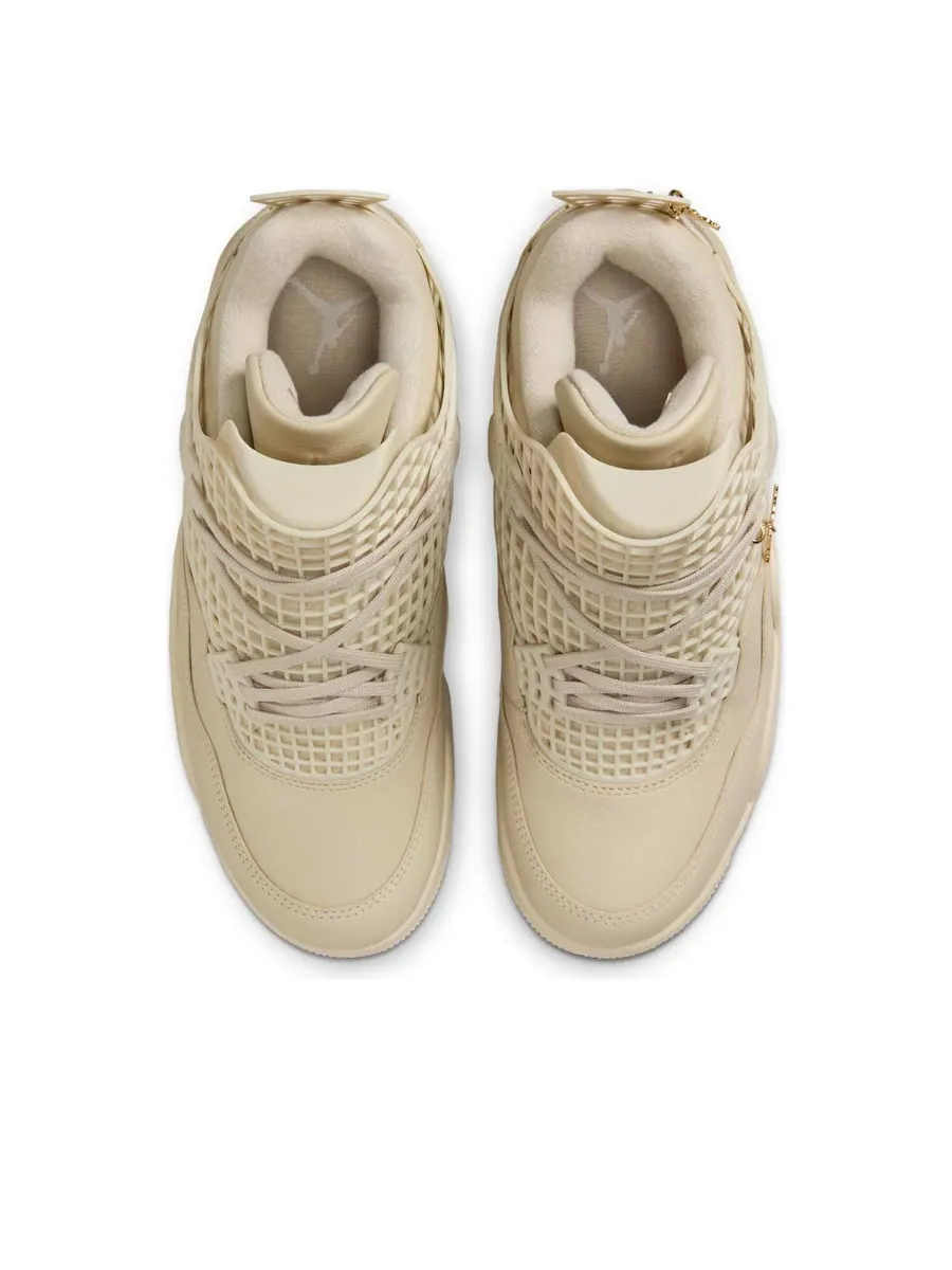 Кроссовки (WMNS) Air Jordan 4 Retro 'Net Rattan' — изображение 4 из 6, бежевый