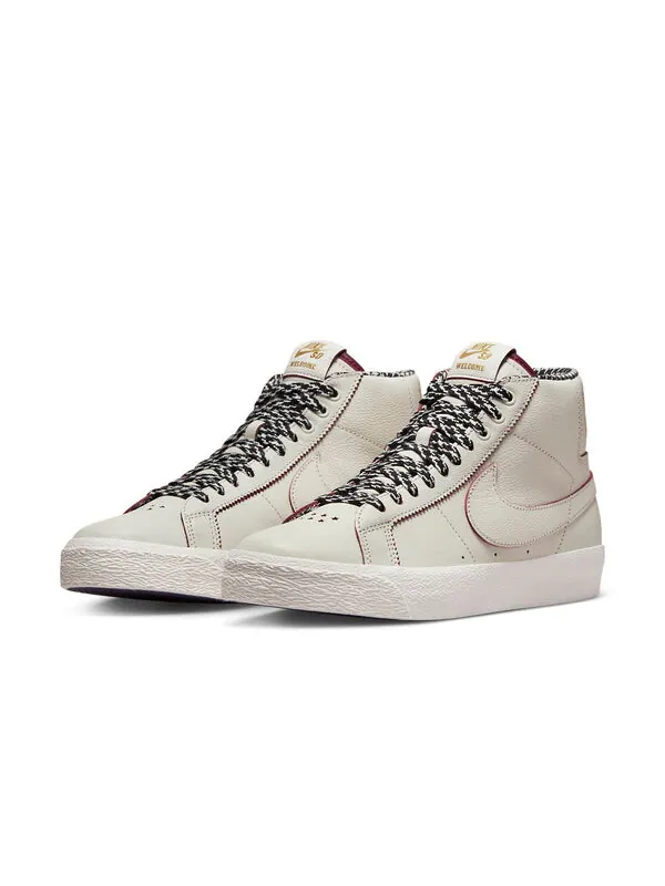 Кроссовки Nike x Welcome Skateboarding Zoom Blazer Mid SB 'Casa Welcome Madrid', цвет sail/dark — изображение 2 из 4