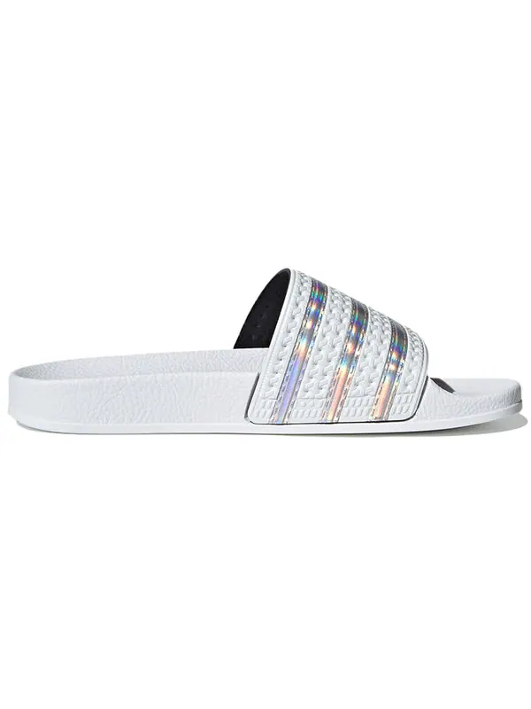 Тапочки adilette slide 'white iridescent' Adidas — изображение 3 из 4, белый/серебристый