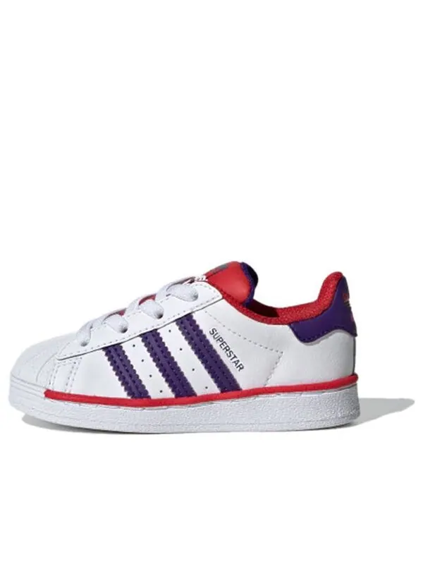 Кроссовки оригиналы суперзвезда el i Adidas — изображение 1 из 4, белый/фиолетовый/красный
