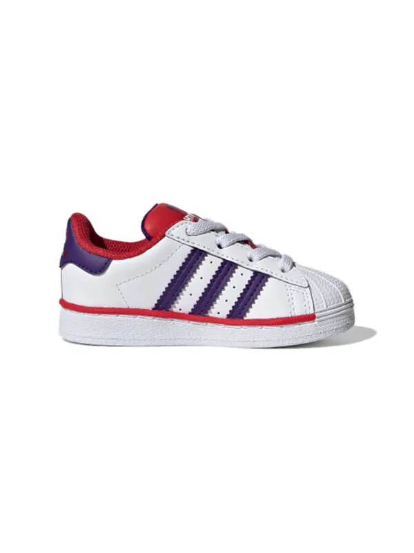 Кроссовки оригиналы суперзвезда el i Adidas — изображение 2 из 4, белый/фиолетовый/красный
