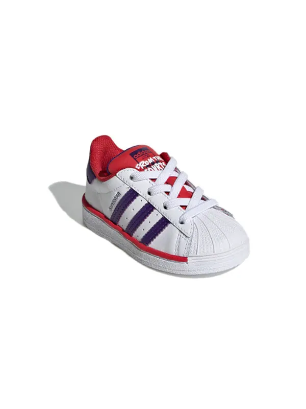 Кроссовки оригиналы суперзвезда el i Adidas — изображение 3 из 4, белый/фиолетовый/красный