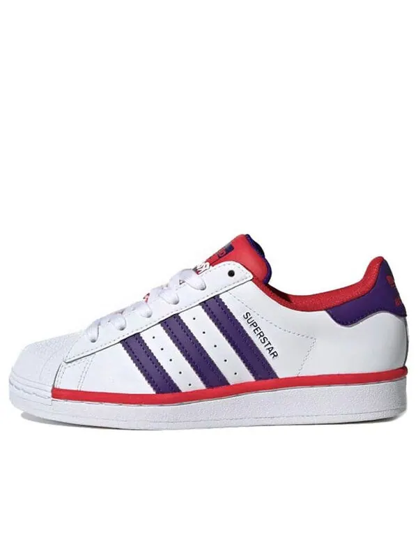 Кроссовки оригинальные суперзвезды обувь Adidas — изображение 1 из 4, белый/фиолетовый/красный