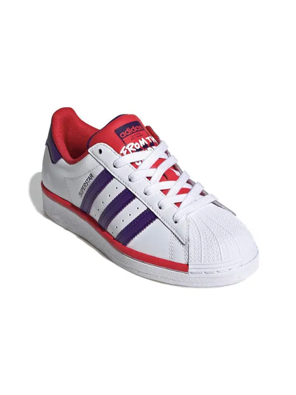 Кроссовки оригинальные суперзвезды обувь Adidas — изображение 2 из 4, белый/фиолетовый/красный