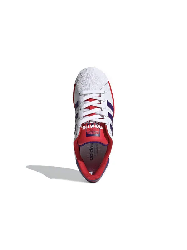 Кроссовки оригинальные суперзвезды обувь Adidas — изображение 4 из 4, белый/фиолетовый/красный