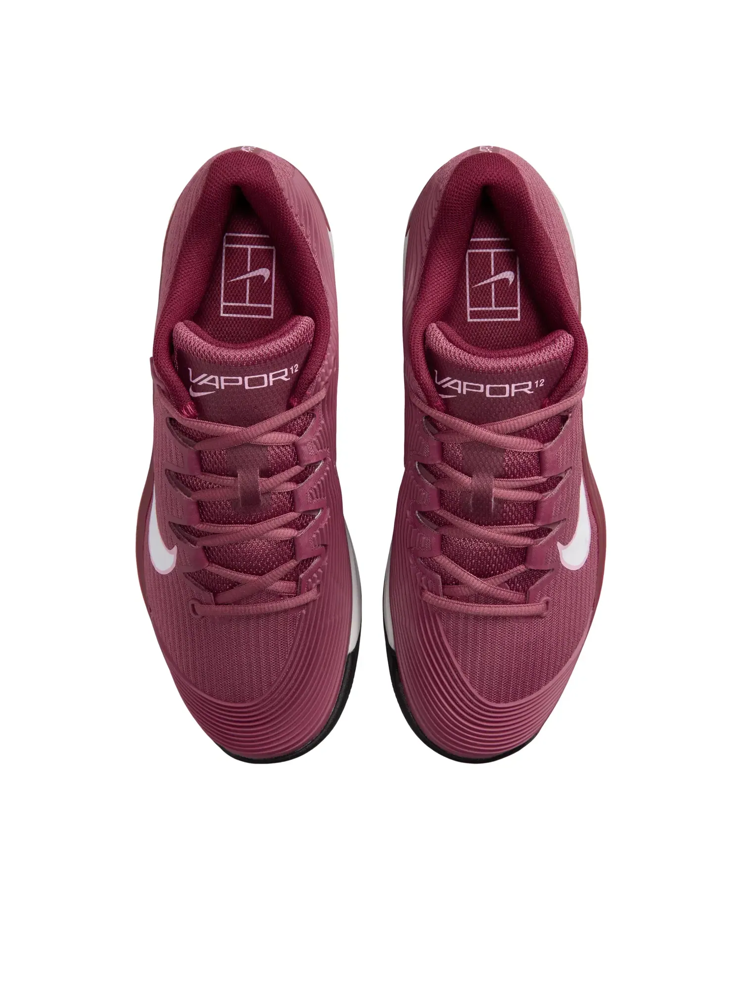 Женские теннисные кроссовки с шнуровкой Nike Vapor 12 Pink Smoke Best Gray — изображение 3 из 6, бордовый
