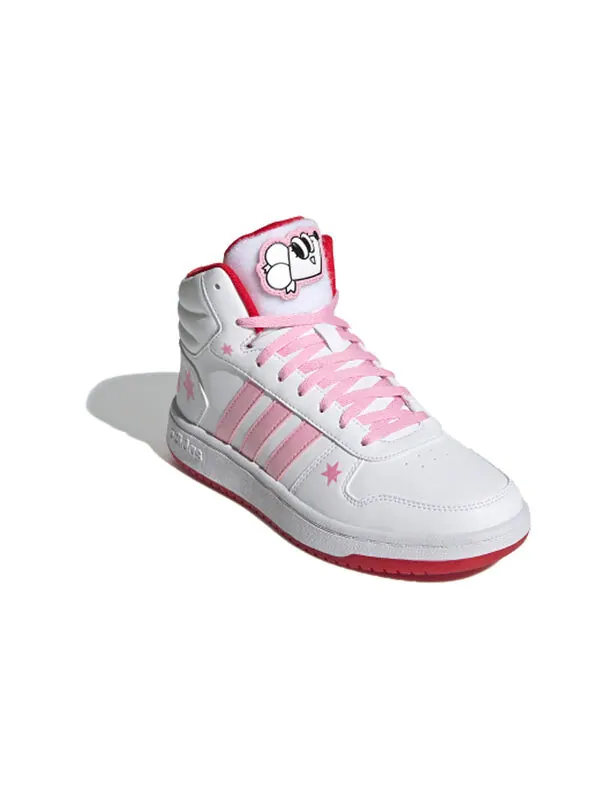 Кроссовки neo hoops 2.0 средние Adidas — изображение 2 из 4, белый/розовый