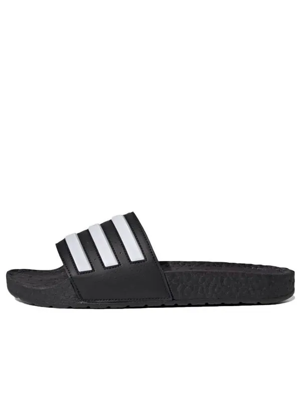 Тапочки adilette boost slides 'black white stripes' Adidas — изображение 1 из 4, черный