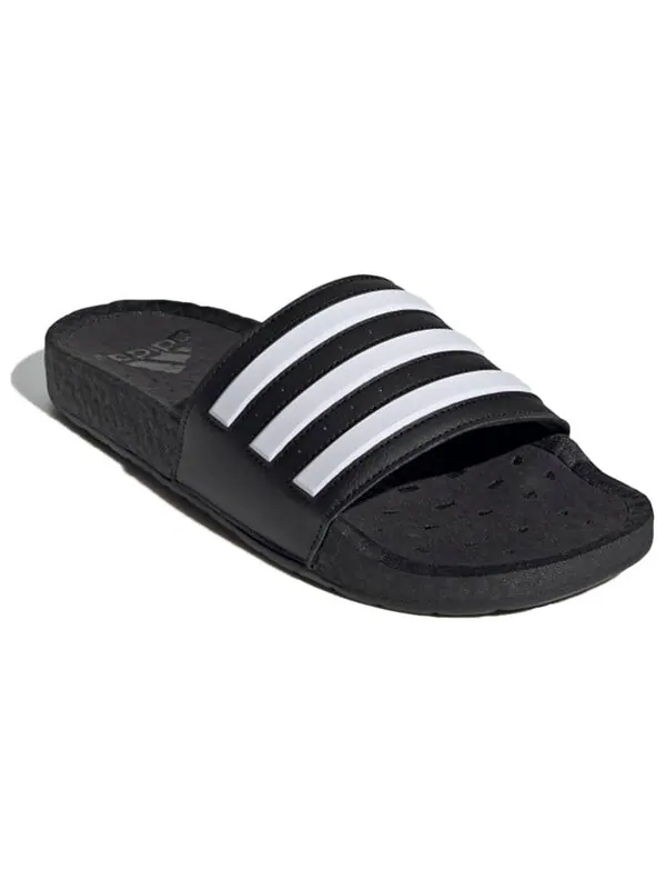 Тапочки adilette boost slides 'black white stripes' Adidas — изображение 3 из 4, черный