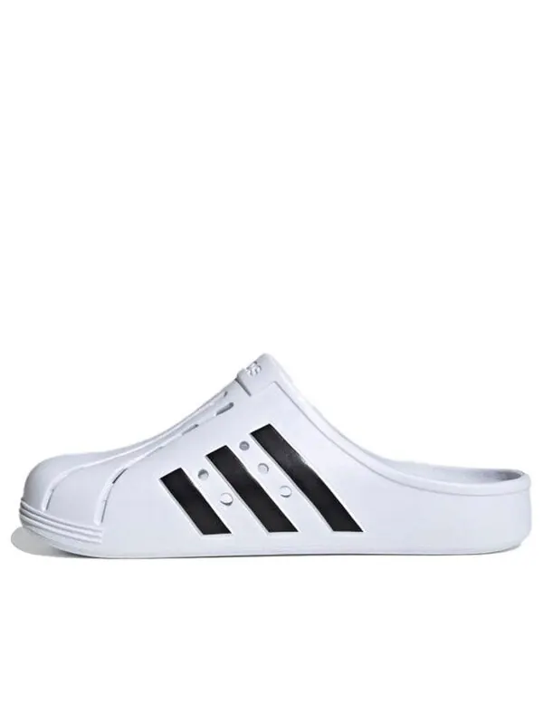 Тапочки adilette clog 'white black' Adidas — изображение 1 из 4, белый/черный
