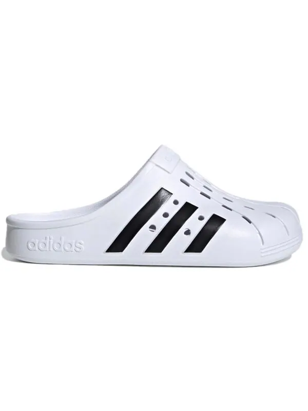 Тапочки adilette clog 'white black' Adidas — изображение 2 из 4, белый/черный