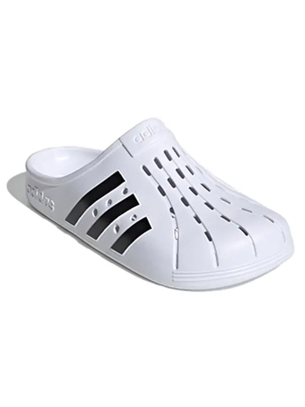 Тапочки adilette clog 'white black' Adidas — изображение 3 из 4, белый/черный