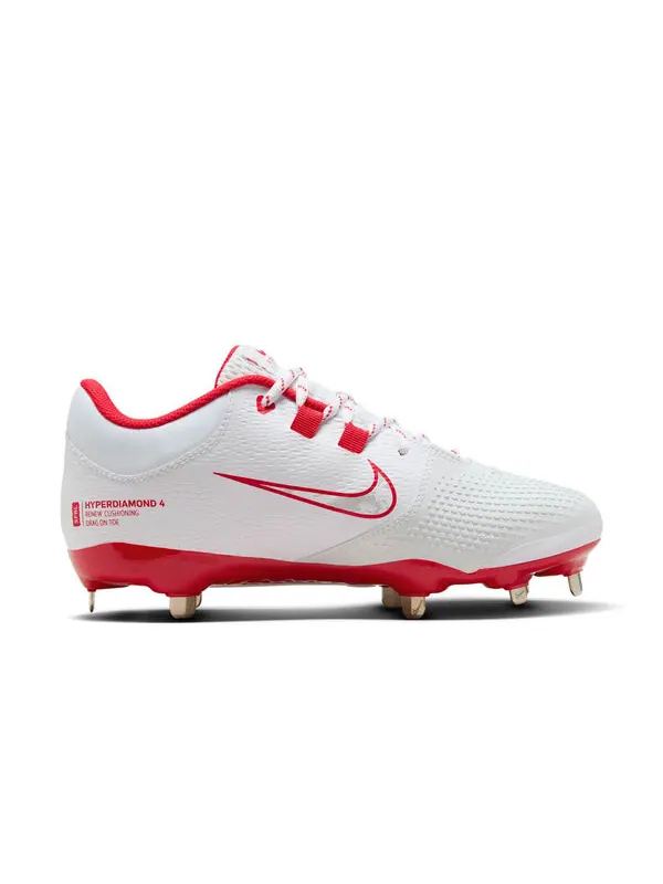 Кроссовки hyperdiamond 4 pro 'white university red' Nike — изображение 2 из 4, белый/красный/серый