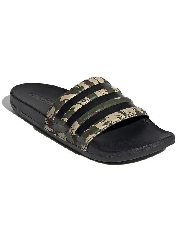 Тапочки adilette comfort slides 'wild pine camo' Adidas — изображение 3 из 4, черный/зеленый
