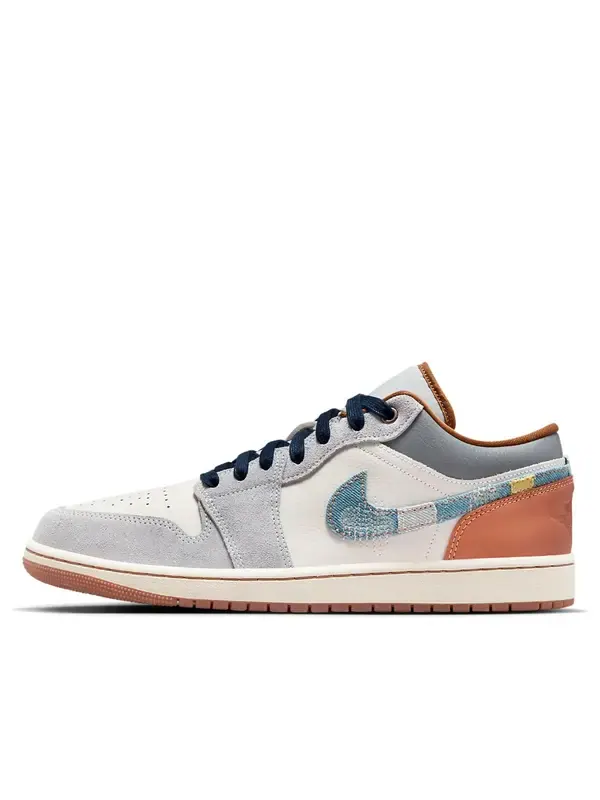 Кроссовки 1 low se 'phantom repaired denim swoosh' Air Jordan — изображение 1 из 4, коричневый/синий