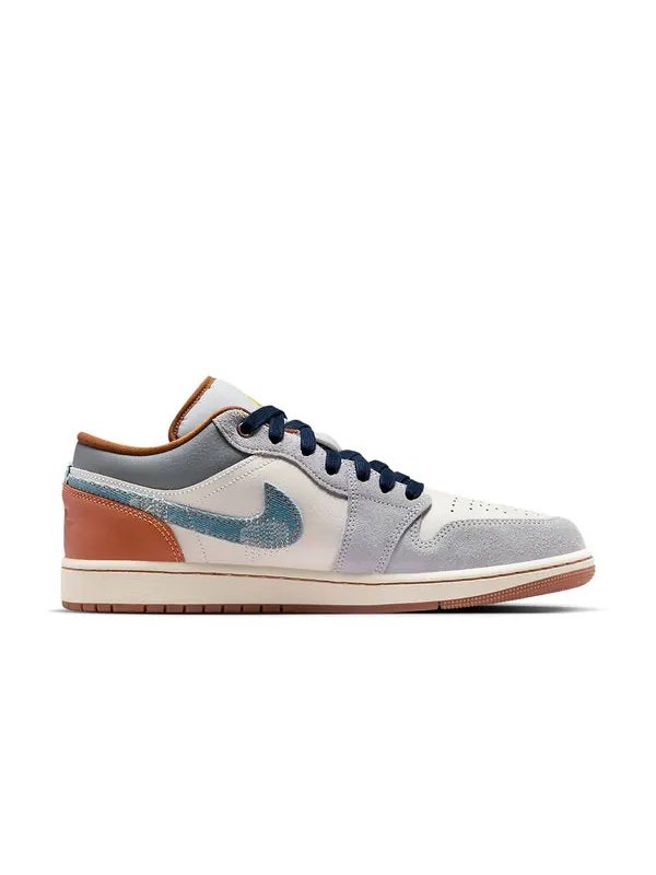 Кроссовки 1 low se 'phantom repaired denim swoosh' Air Jordan — изображение 2 из 4, коричневый/синий