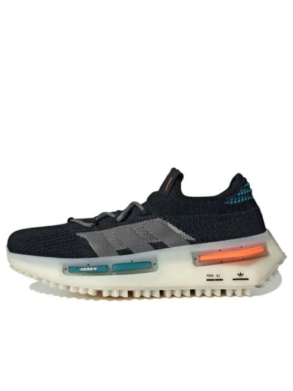 Кроссовки оригиналы nmd_1 Adidas — изображение 1 из 4, черный/белый//оранжевый