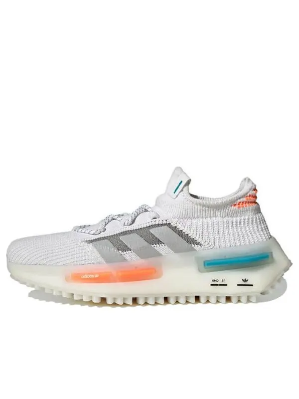 Кроссовки оригиналы nmd_s1 Adidas — изображение 1 из 4, белый/серый/оранжевый