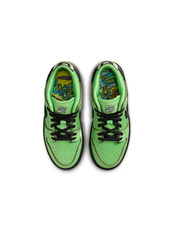 Кроссовки (PS) Nike x The Powerpuff Girls SB Dunk Low Pro QS 'Buttercup' — изображение 4 из 4, зеленый/черный/розовый