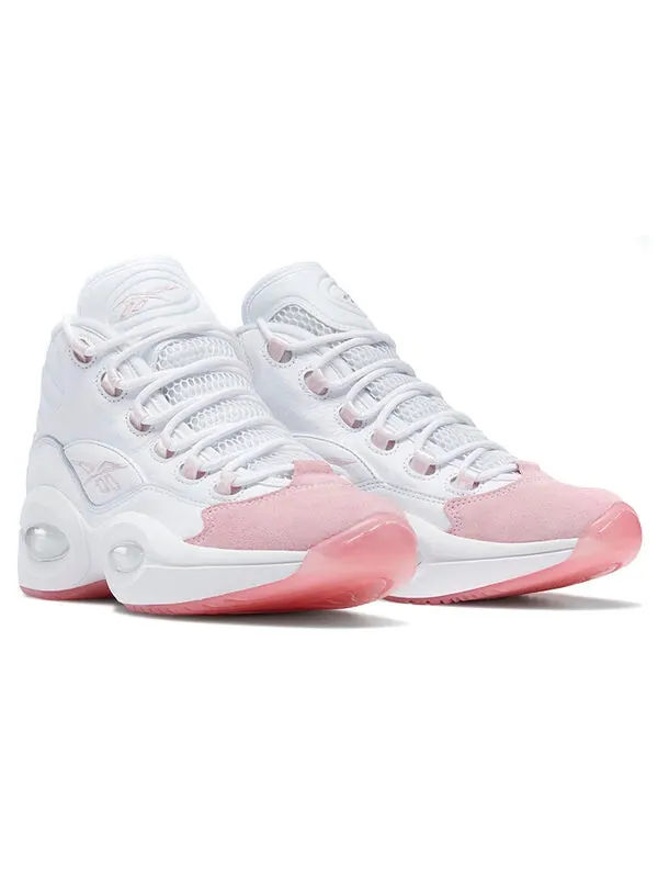 Кроссовки question mid 'pink toe' Reebok — изображение 3 из 4, розовый/белый