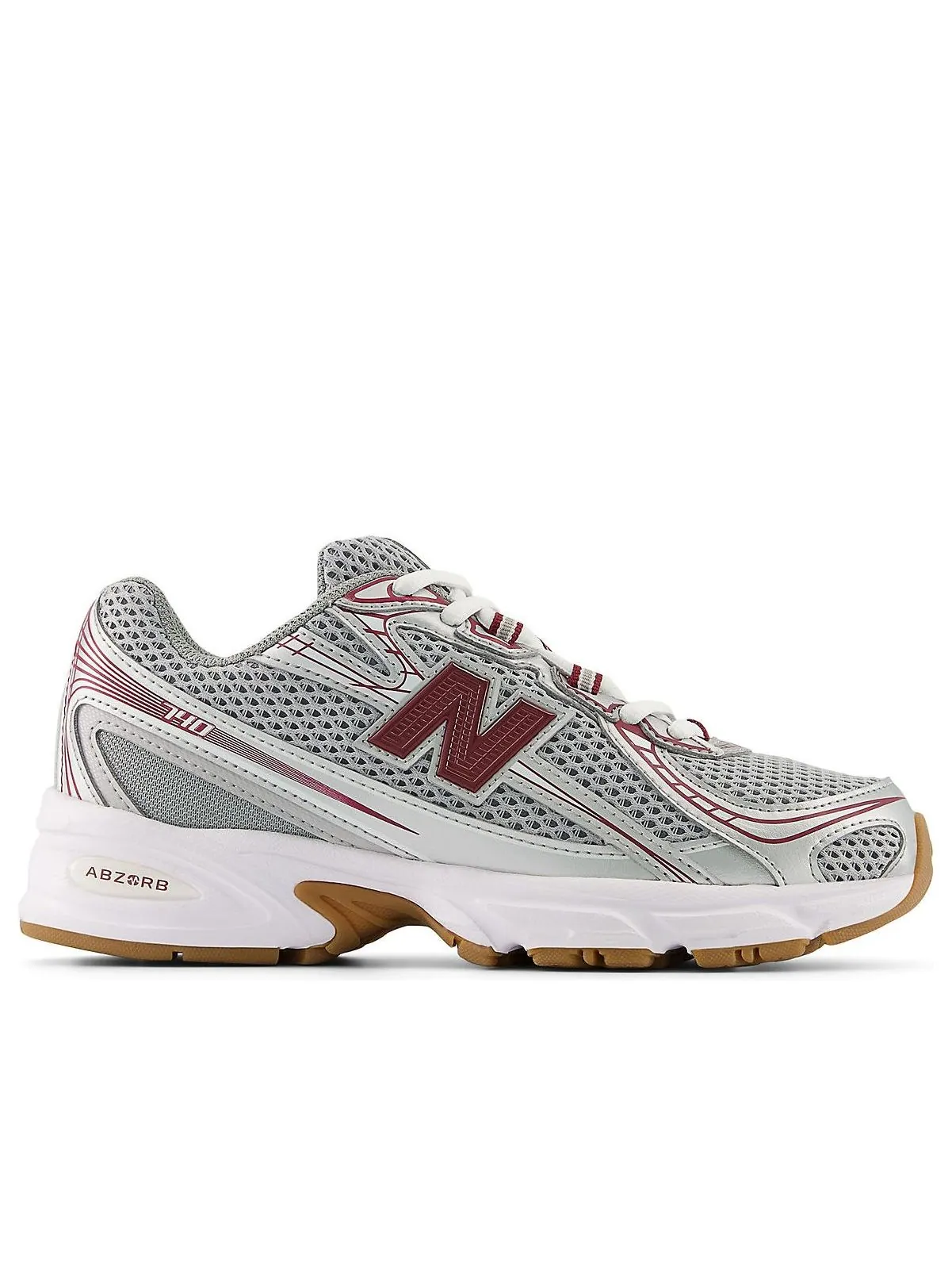 (GS) New Balance 740 'Silver Metallic Monarch Burgundy' — изображение 2 из 5