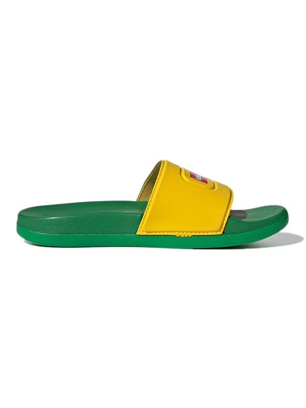Тапочки lego x adilette slide 'equipment yellow green' Adidas — изображение 2 из 4, желтый/белый/зеленый