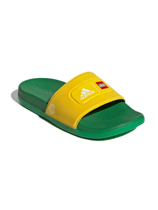 Тапочки lego x adilette slide 'equipment yellow green' Adidas — изображение 3 из 4, желтый/белый/зеленый