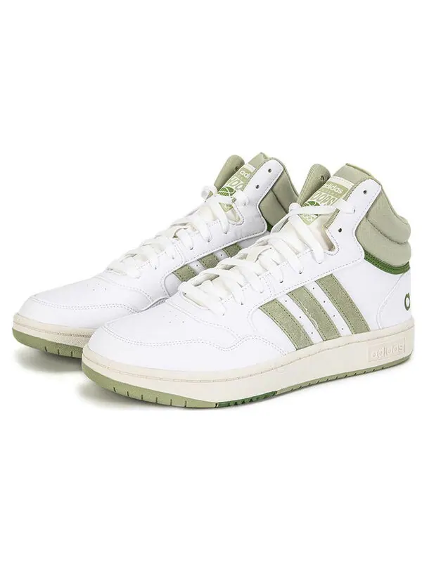 Кроссовки hoops 3.0 средние Adidas — изображение 3 из 4, белый/зеленый