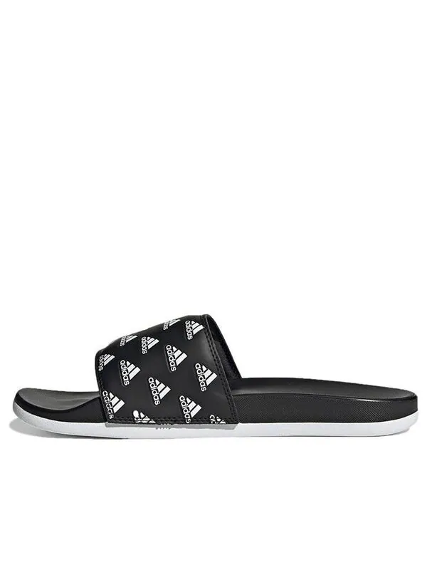 Тапочки adilette comfort slide 'repeat logo - black' Adidas — изображение 1 из 4, черный/белый