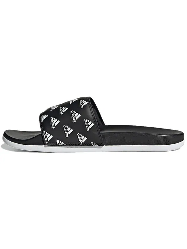 Тапочки adilette comfort slide 'repeat logo - black' Adidas — изображение 2 из 4, черный/белый