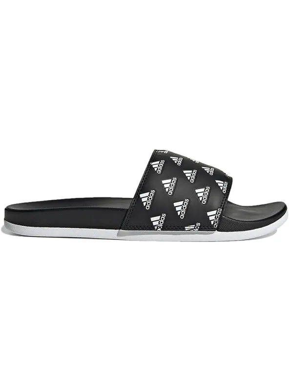 Тапочки adilette comfort slide 'repeat logo - black' Adidas — изображение 3 из 4, черный/белый