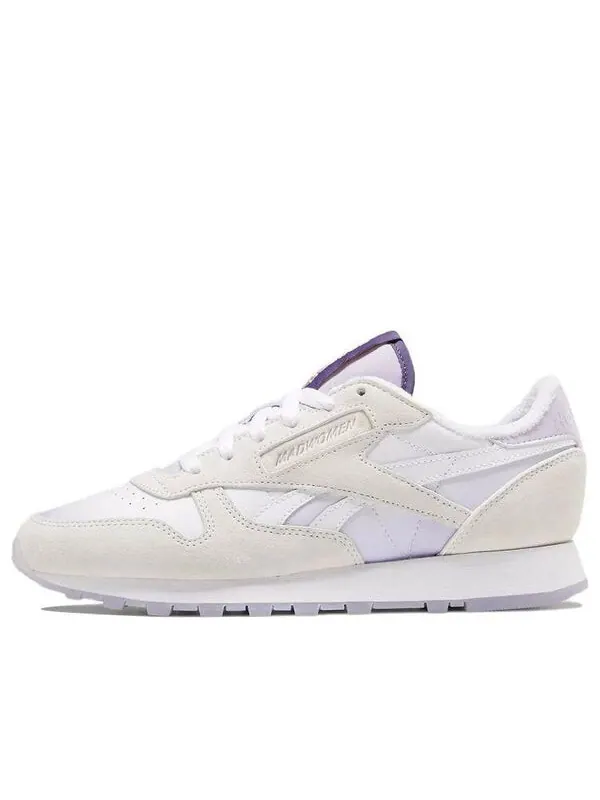 Кроссовки madwoman x classic leather 'white purple oasis' Reebok — изображение 1 из 4, белый/белый/фиолетовый