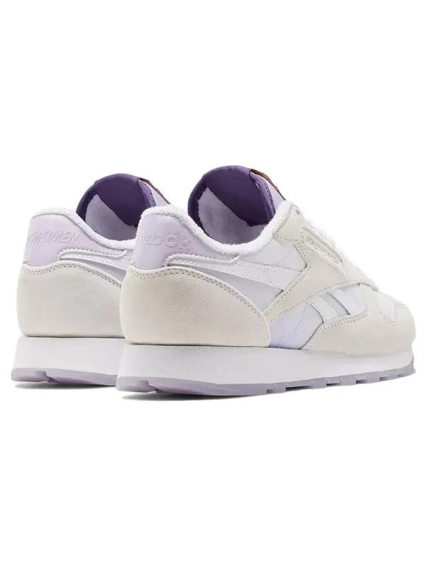 Кроссовки madwoman x classic leather 'white purple oasis' Reebok — изображение 4 из 4, белый/белый/фиолетовый