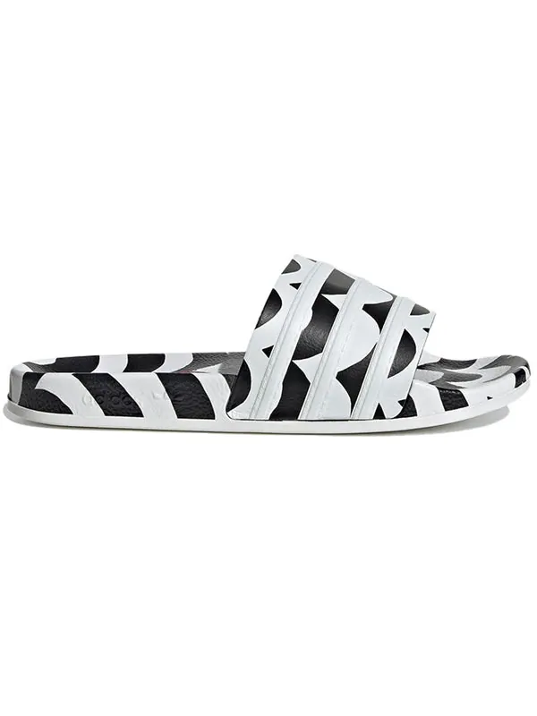 Тапочки marimekko x adilette slide 'laine wave' Adidas — изображение 2 из 4, черный/белый