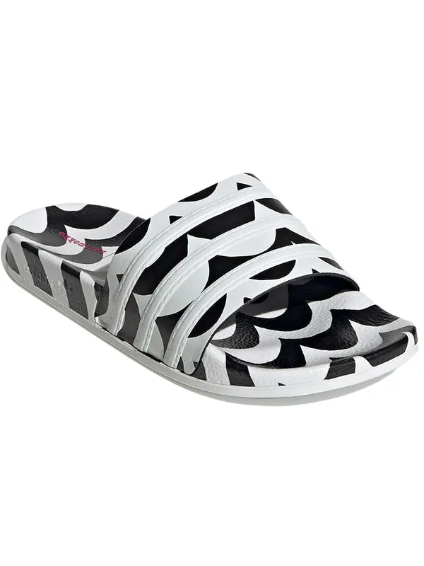 Тапочки marimekko x adilette slide 'laine wave' Adidas — изображение 3 из 4, черный/белый