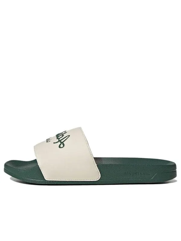 Тапочки adilette slide 'white collegiate green' Adidas — изображение 1 из 4, зеленый