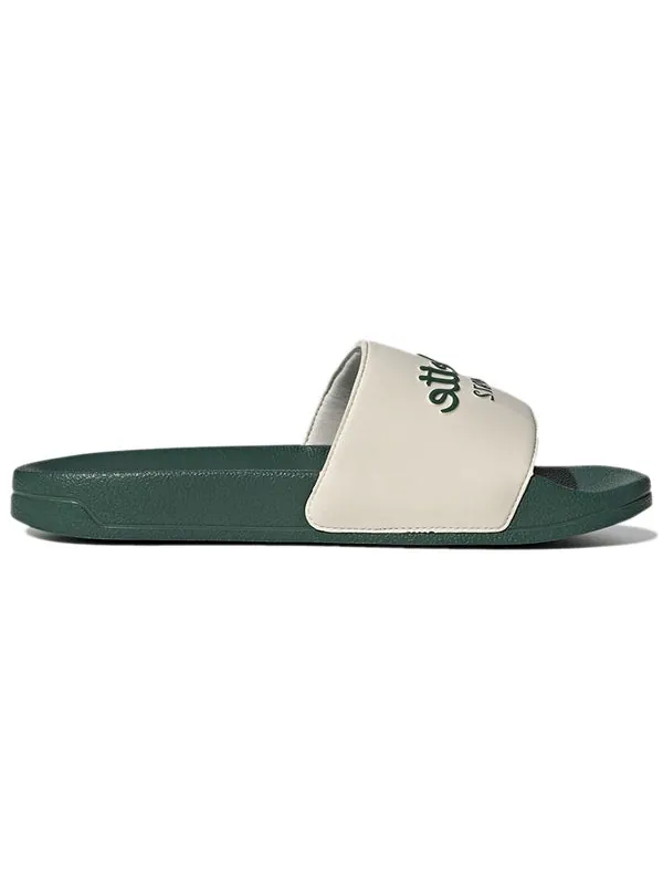 Тапочки adilette slide 'white collegiate green' Adidas — изображение 2 из 4, зеленый