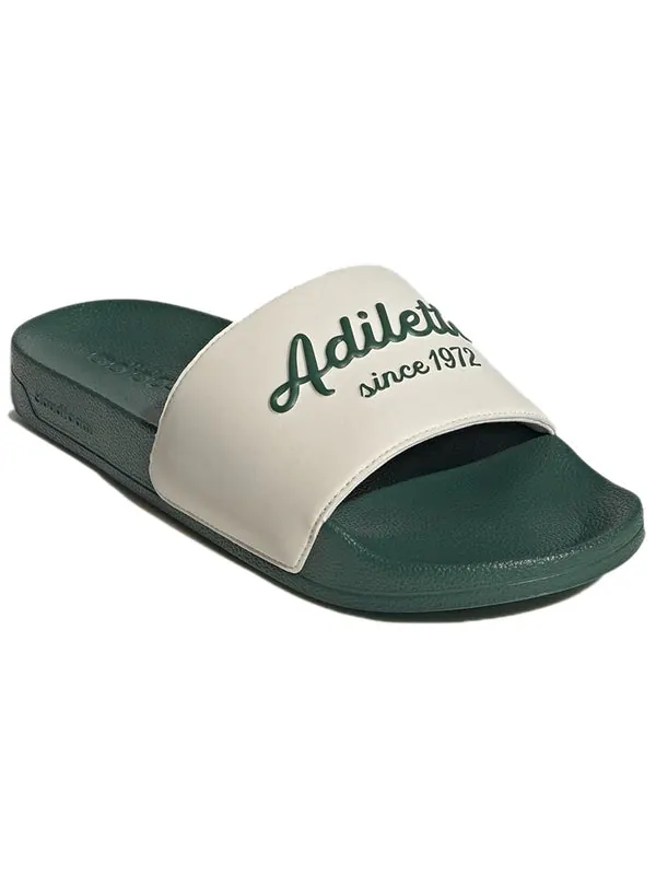 Тапочки adilette slide 'white collegiate green' Adidas — изображение 3 из 4, зеленый