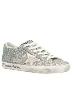 Женские кроссовки с блестками Golden Goose Super-Star — изображение 3 из 5, серебряный