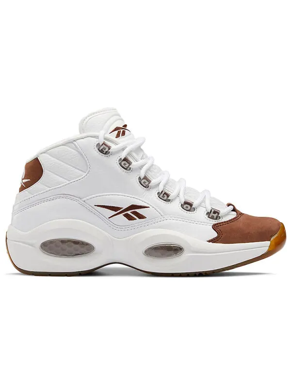 Кроссовки question mid 'mocha' Reebok — изображение 2 из 4, белый/белый/коричневый