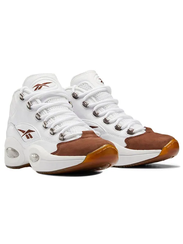 Кроссовки question mid 'mocha' Reebok — изображение 3 из 4, белый/белый/коричневый