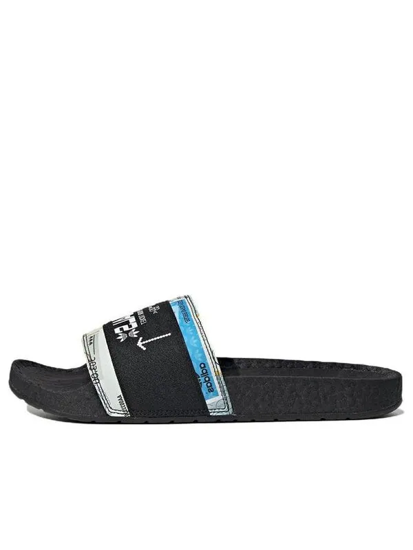 Тапочки originals adilette casual sports slippers black white 'black white' Adidas — изображение 1 из 4, черный/белый