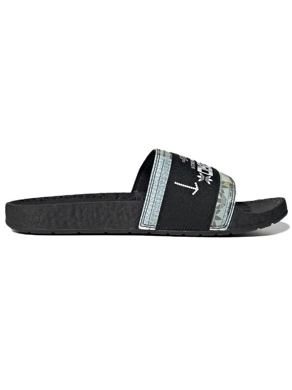 Тапочки originals adilette casual sports slippers black white 'black white' Adidas — изображение 2 из 4, черный/белый
