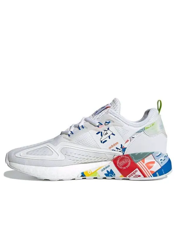 Кроссовки zx 2k boost Adidas — изображение 1 из 4, белый/синий/оранжевый